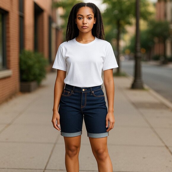SO Pants - SO Authentic American Heritage SZ 7 Bermuda Blue Stretch Denim Jean Shorts
